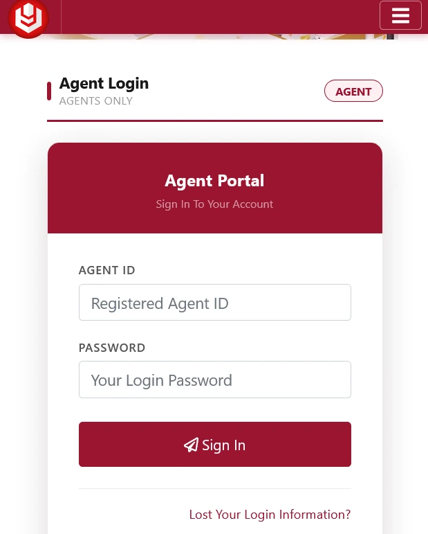 U9play Agent Login portal showing Agents Only Agent ID Password Sign In and login recovery